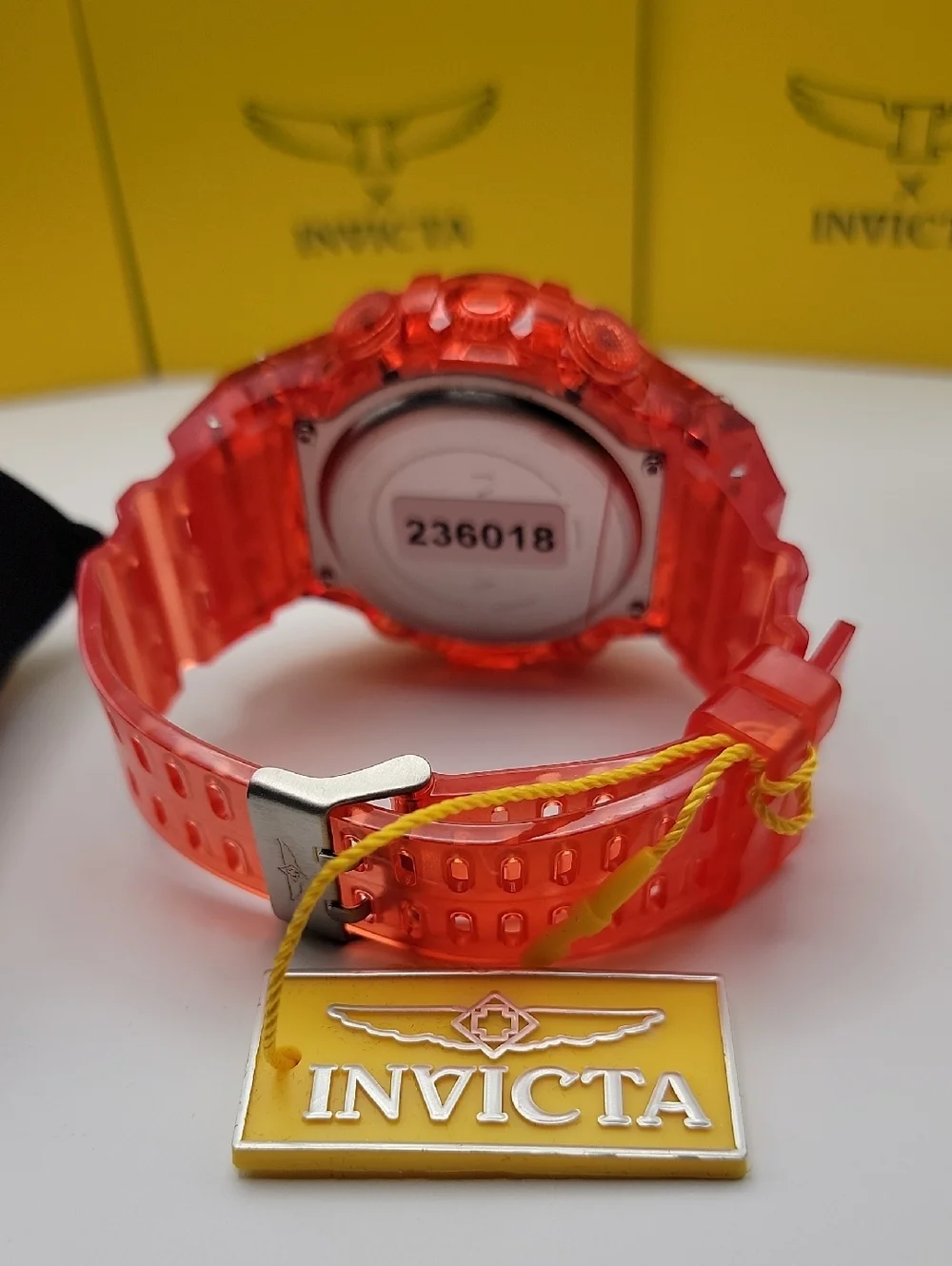 NWT Invicta Racing Burnout Digital Men's Sports Watch 52mm Transparent Red 49045
